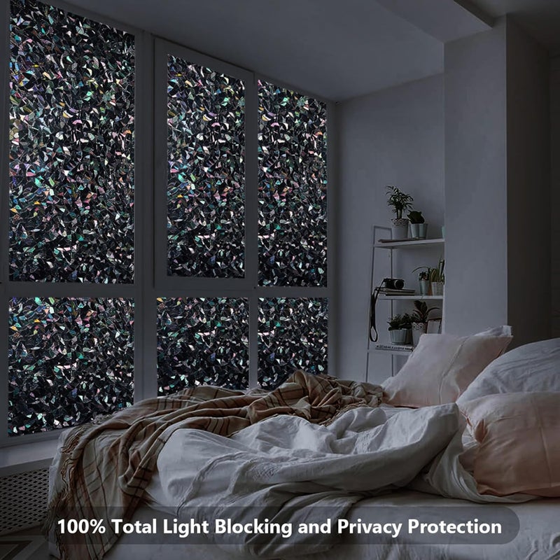 LEMON CLOUD Window Privacy Film Total Blackout Decorative Window Film, Static Cling Darkening Frosted Glass Covering 100% Opaque Removable for High Privacy, Black Half Moon Anti-UV(35.4 x 118.1 Inch) - Image 3